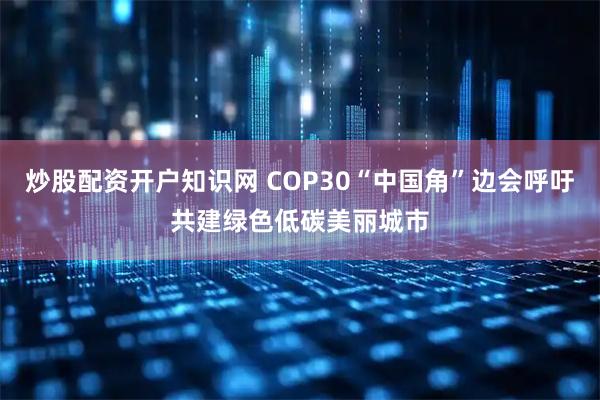 炒股配资开户知识网 COP30“中国角”边会呼吁共建绿色低碳美丽城市